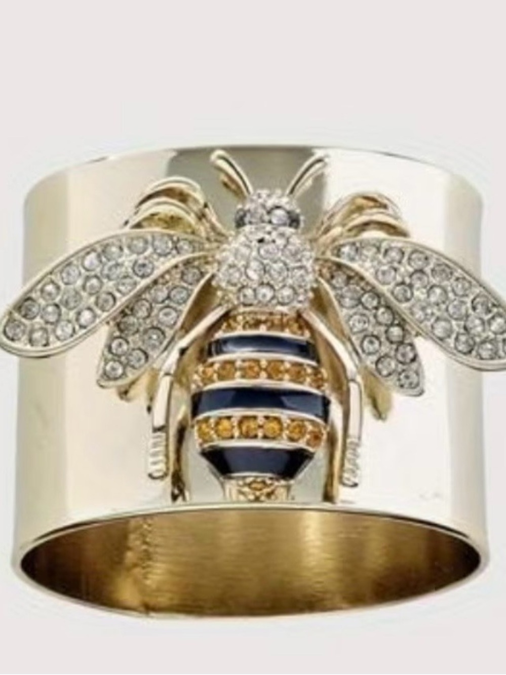 🐝 Gold Tone Bee Statement Ring with Rhinestone Accents